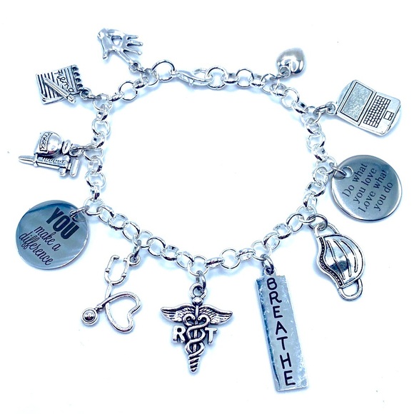 Respiratory Therapist Charm Bracelet RT - Picture 1 of 7